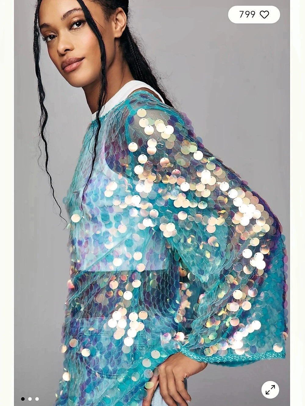 NWT Anthropologie Celandine Shimmer Sequin Mini Tunic, sz M/L